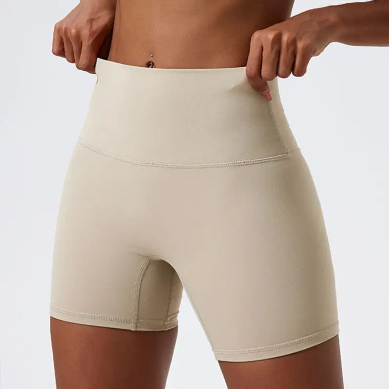 Sand - soft high-waist activewear shorts - front