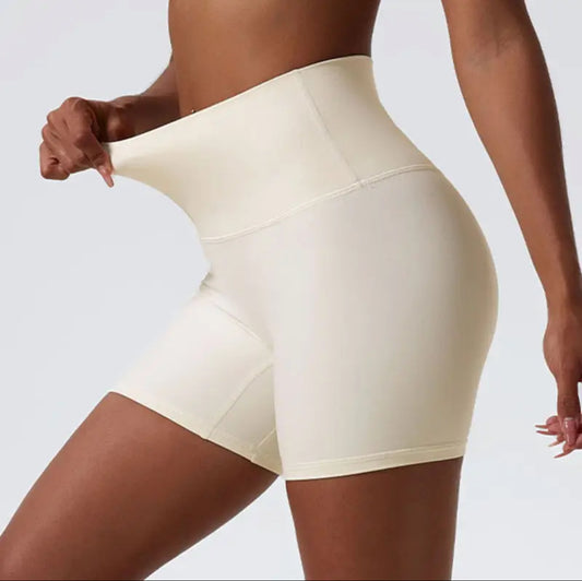 Sand - soft high-waist activewear shorts - side