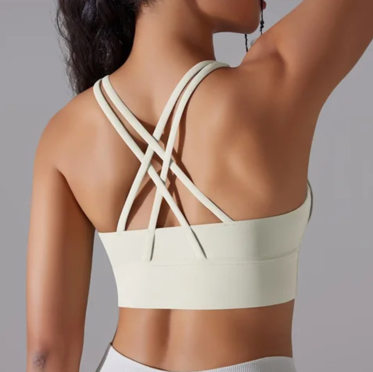 Ivory - comfy sports bra with back detail - back