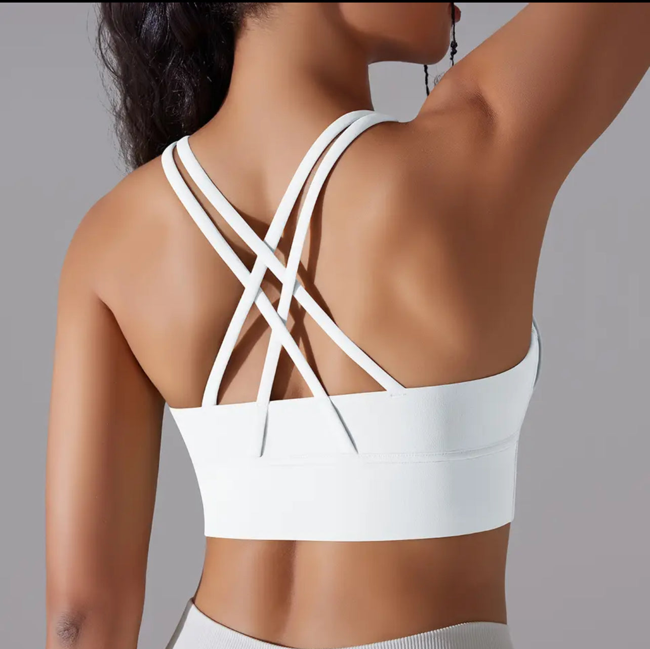 White - comfy sports bra with back detail - back