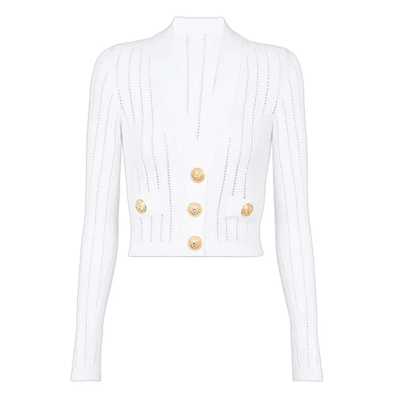 White - chic long sleeves top/cardigan - front